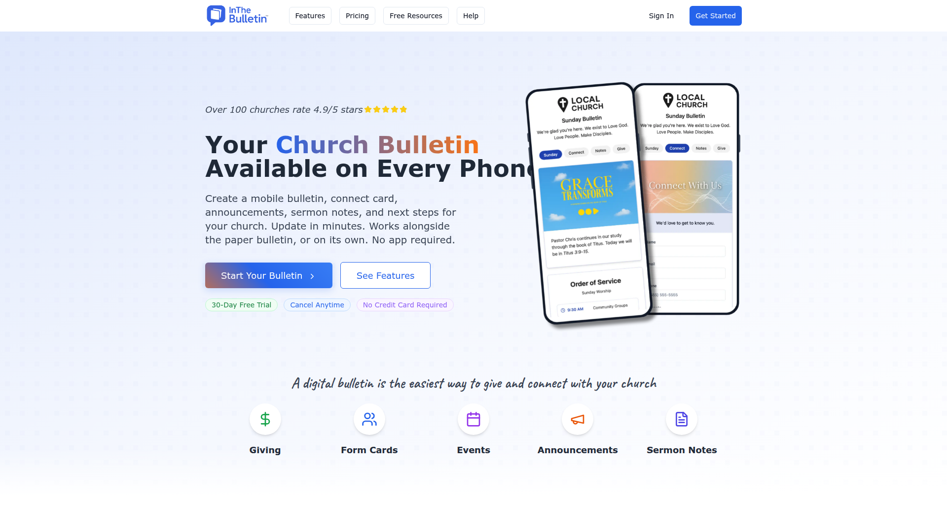 InTheBulletin.com — a digital church bulletin platform
